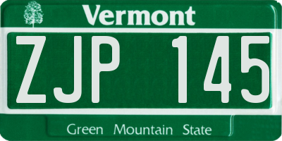 VT license plate ZJP145