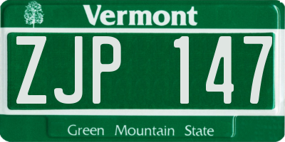 VT license plate ZJP147
