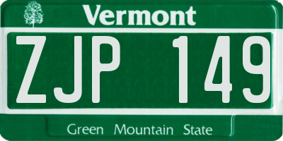VT license plate ZJP149