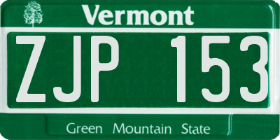 VT license plate ZJP153