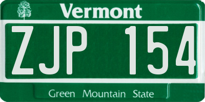 VT license plate ZJP154