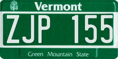 VT license plate ZJP155