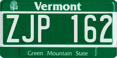 VT license plate ZJP162
