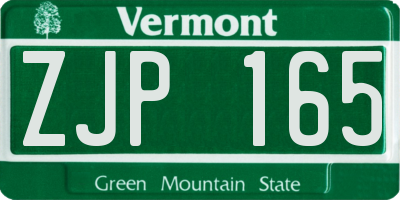 VT license plate ZJP165
