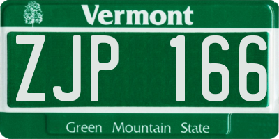 VT license plate ZJP166