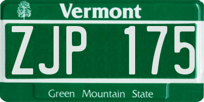 VT license plate ZJP175