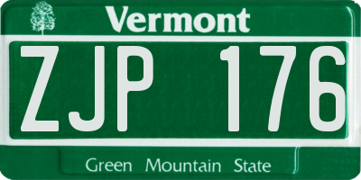 VT license plate ZJP176