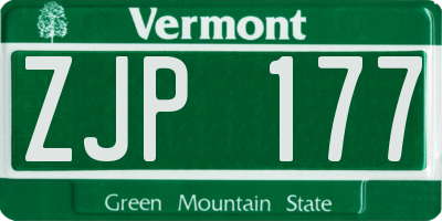 VT license plate ZJP177
