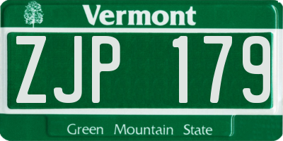 VT license plate ZJP179