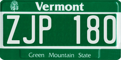 VT license plate ZJP180