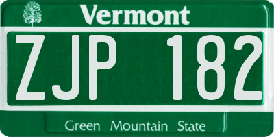 VT license plate ZJP182
