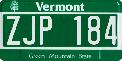 VT license plate ZJP184