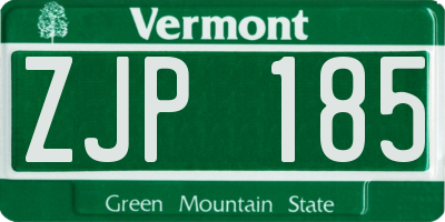 VT license plate ZJP185