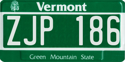 VT license plate ZJP186