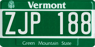 VT license plate ZJP188