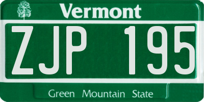 VT license plate ZJP195