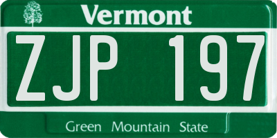 VT license plate ZJP197