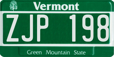 VT license plate ZJP198