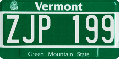 VT license plate ZJP199