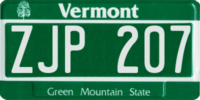 VT license plate ZJP207