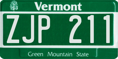 VT license plate ZJP211