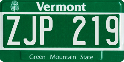VT license plate ZJP219