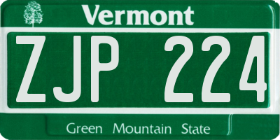 VT license plate ZJP224