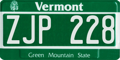 VT license plate ZJP228