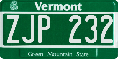 VT license plate ZJP232