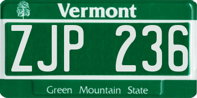 VT license plate ZJP236