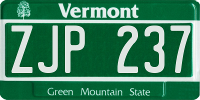 VT license plate ZJP237
