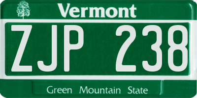VT license plate ZJP238