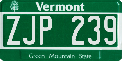 VT license plate ZJP239