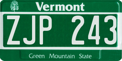 VT license plate ZJP243