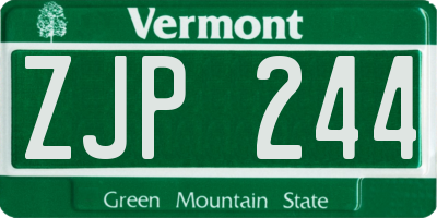 VT license plate ZJP244