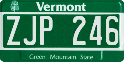 VT license plate ZJP246