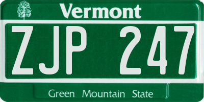 VT license plate ZJP247