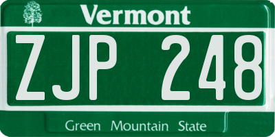 VT license plate ZJP248