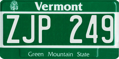 VT license plate ZJP249