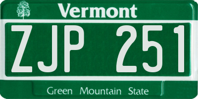 VT license plate ZJP251