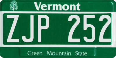 VT license plate ZJP252