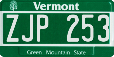 VT license plate ZJP253