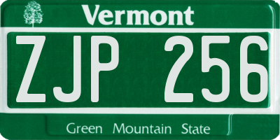 VT license plate ZJP256