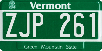 VT license plate ZJP261