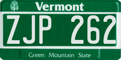 VT license plate ZJP262