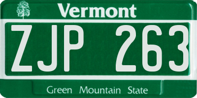 VT license plate ZJP263