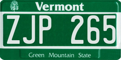 VT license plate ZJP265