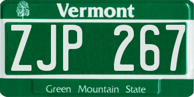 VT license plate ZJP267