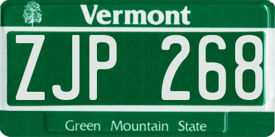 VT license plate ZJP268