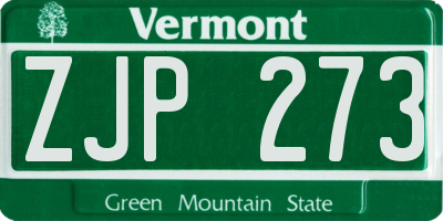 VT license plate ZJP273